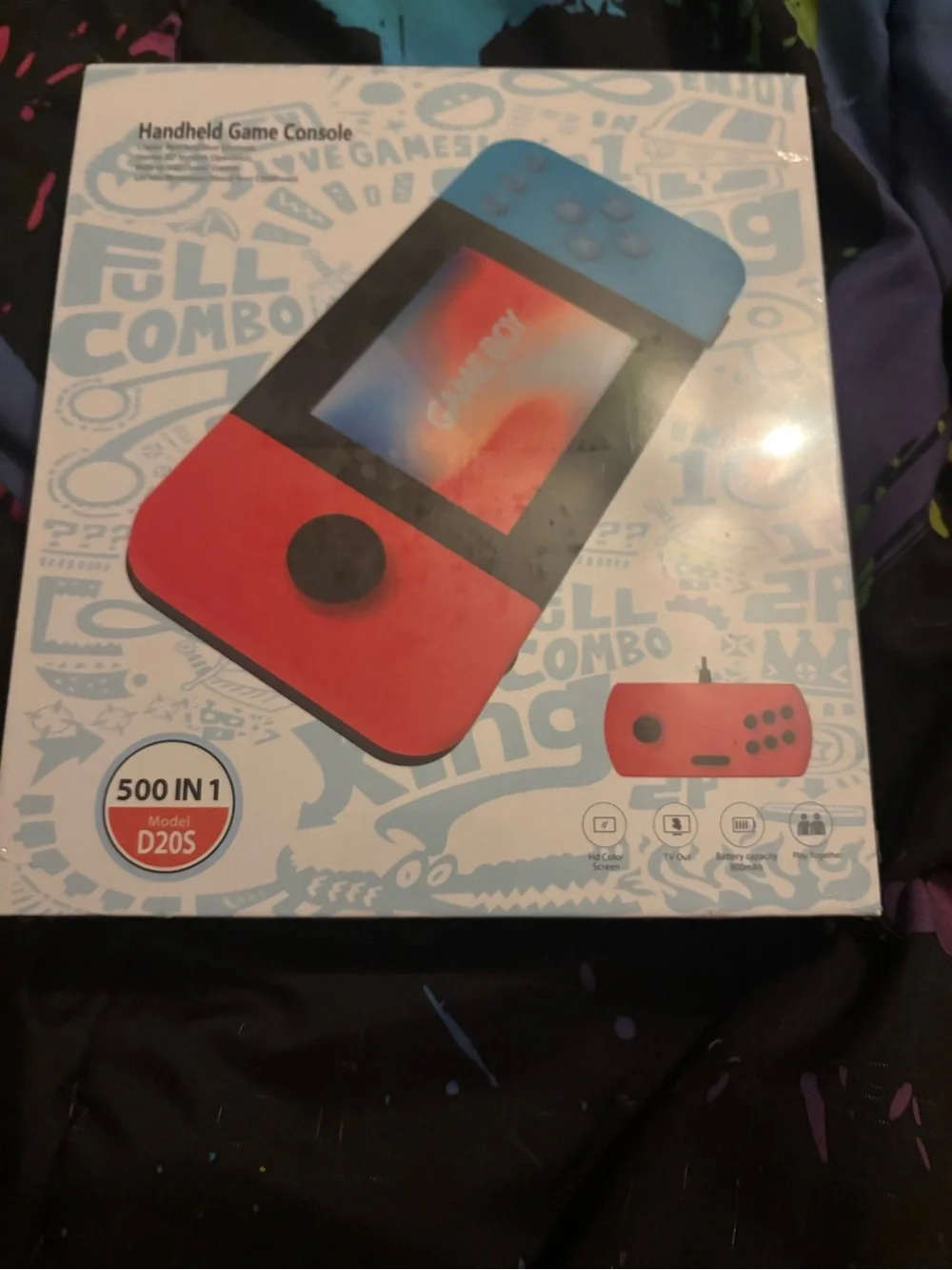 Portable Handheld Game Console - Blue and Red Dual-Color Gaming Device